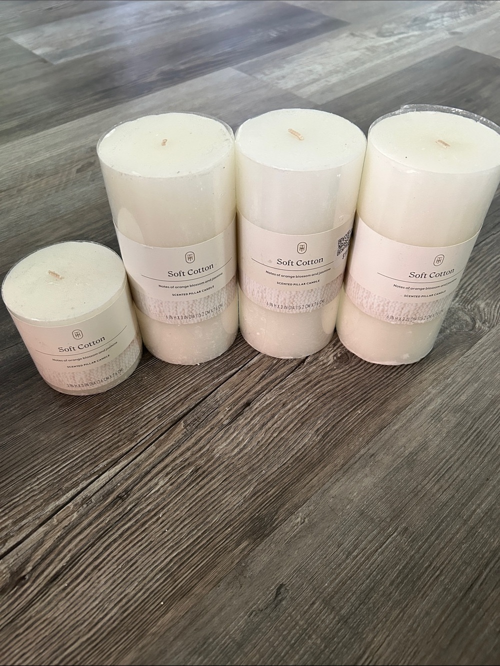 Threshold Soft Cotton Scented Pillar Candle Set in White